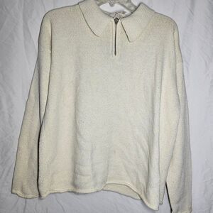vintage 90s cream quarter zip up sweater